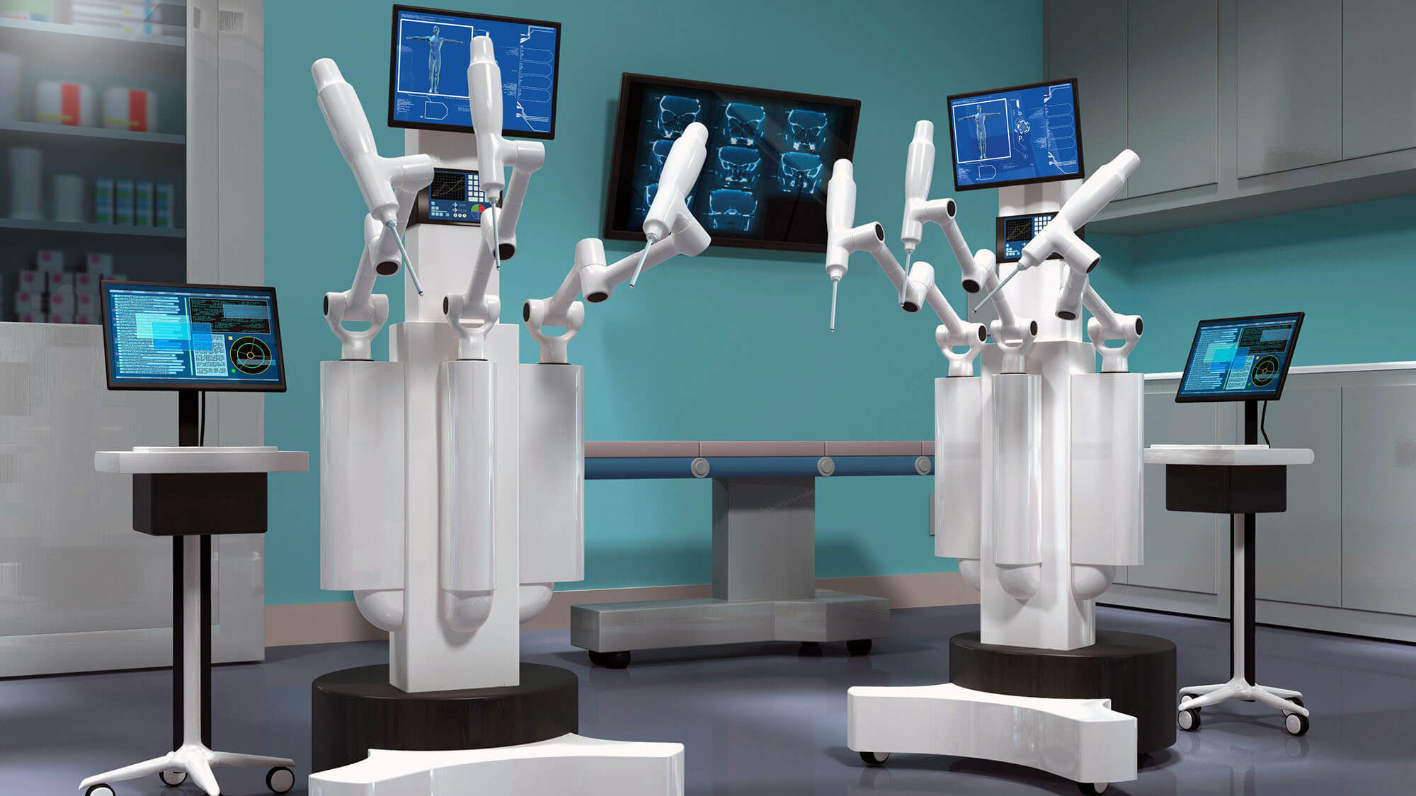 Surgical robots in medical room